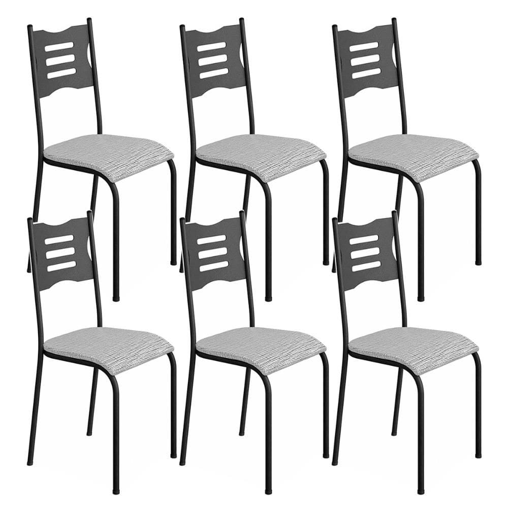 Kit 6 Cadeiras 542 Sala Jantar Cozinha Pés Aço Tubular