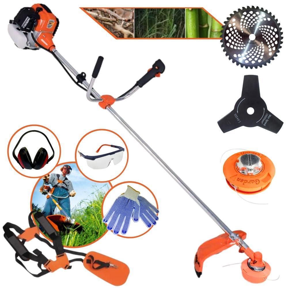 Roçadeira Completa Terra GR520-XP À Gasolina 2T 2,5HP de Potência 52cc 6.500rpm Com Carretel de Nylon + Faca 40 Dentes + Faca 3 Pontas 255MM + EPI