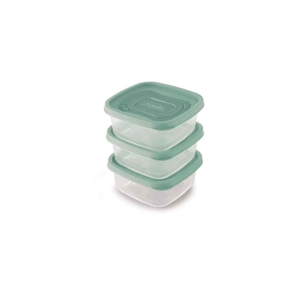 Conjunto 3 Potes Clic Quadrado Plastico 580 Ml
