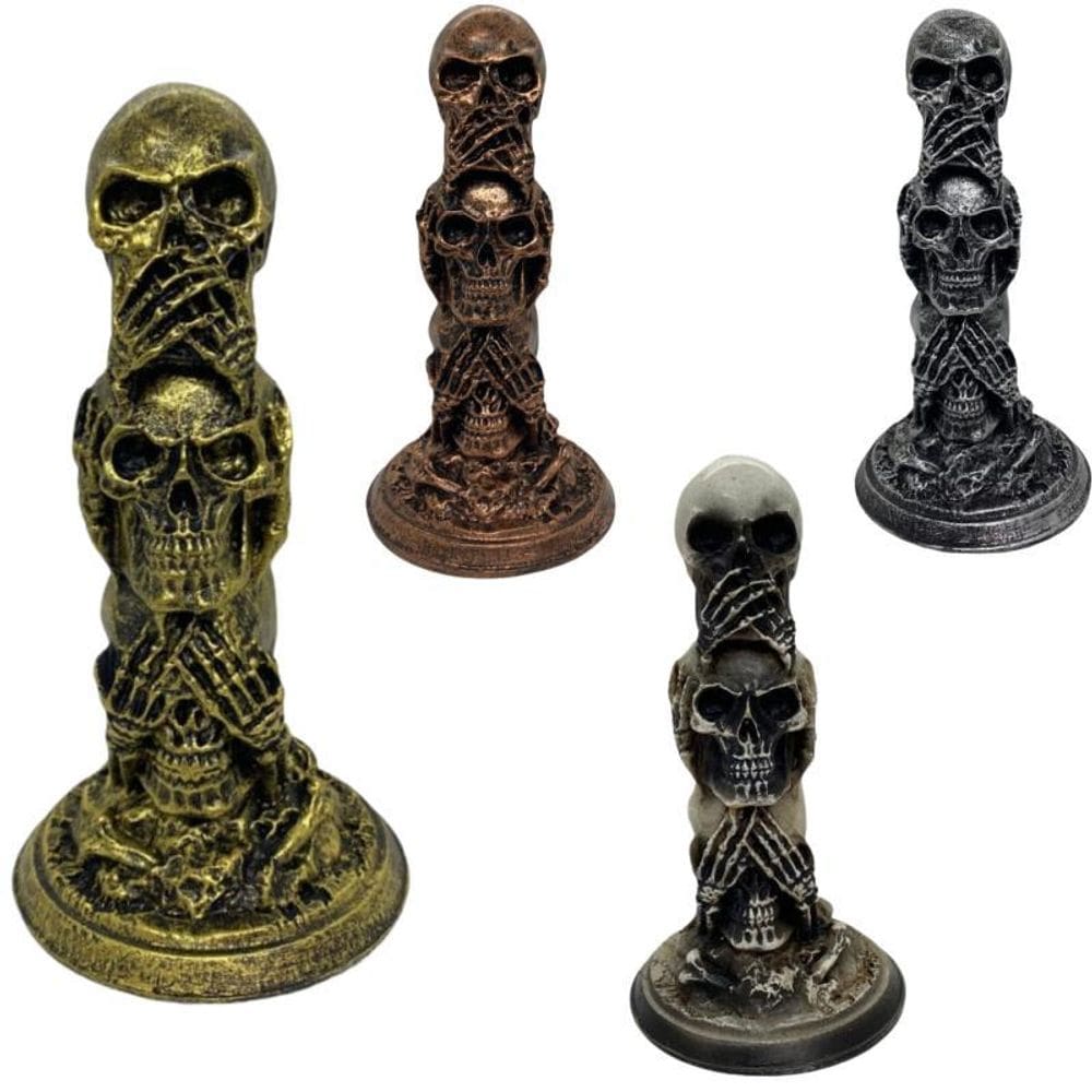 Escultura Toten 3 Crânios 12,5Cm Em Resina - Selecione A Cor