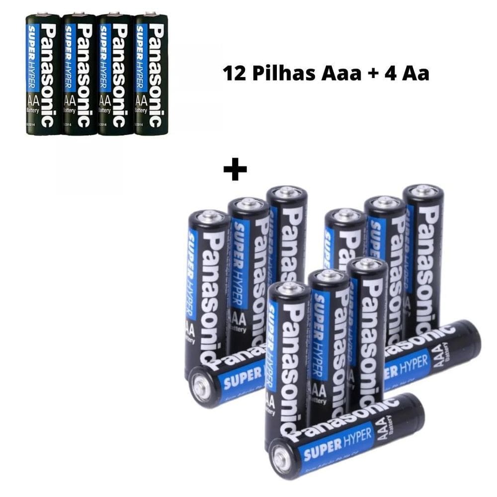 Kit Pilha Palito Aaa 12 Un + Aa 4 Un Panasonic Comum