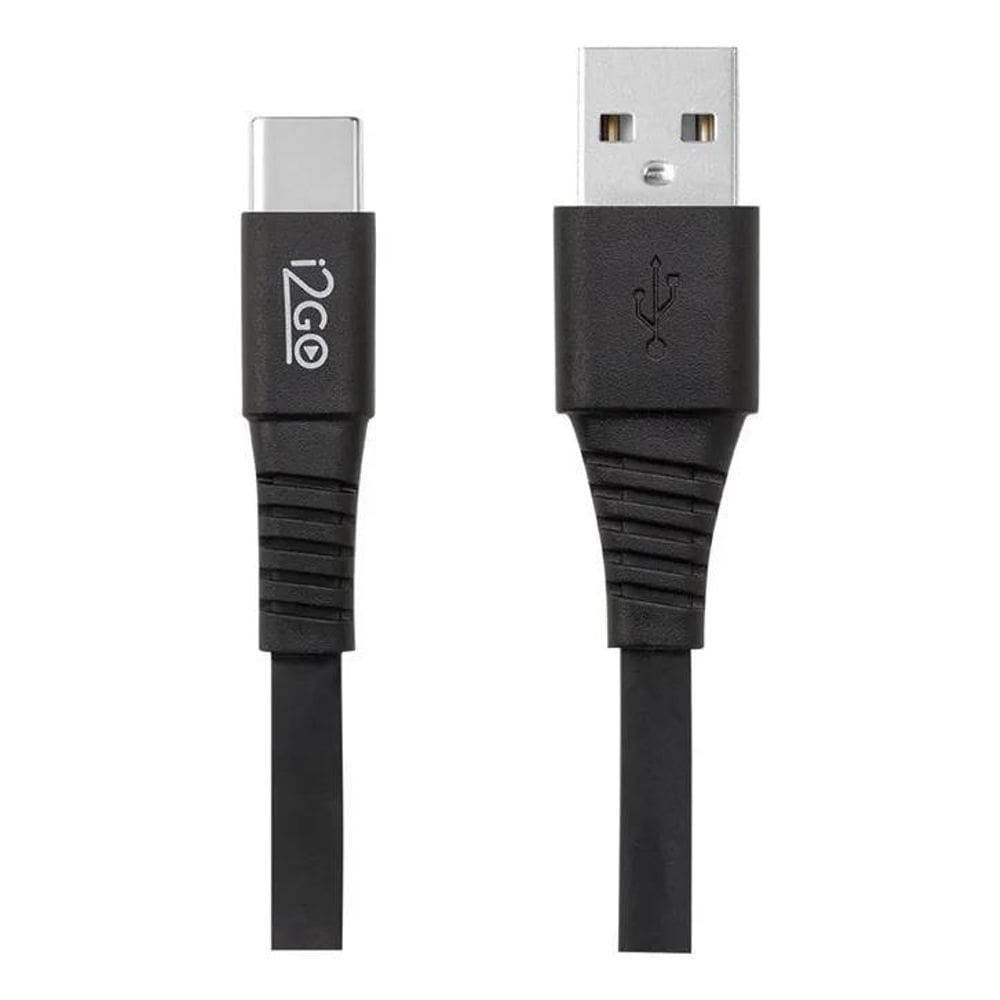 5X Cabo Usb-C I2Go 1,2M 2,4A Flat Preto