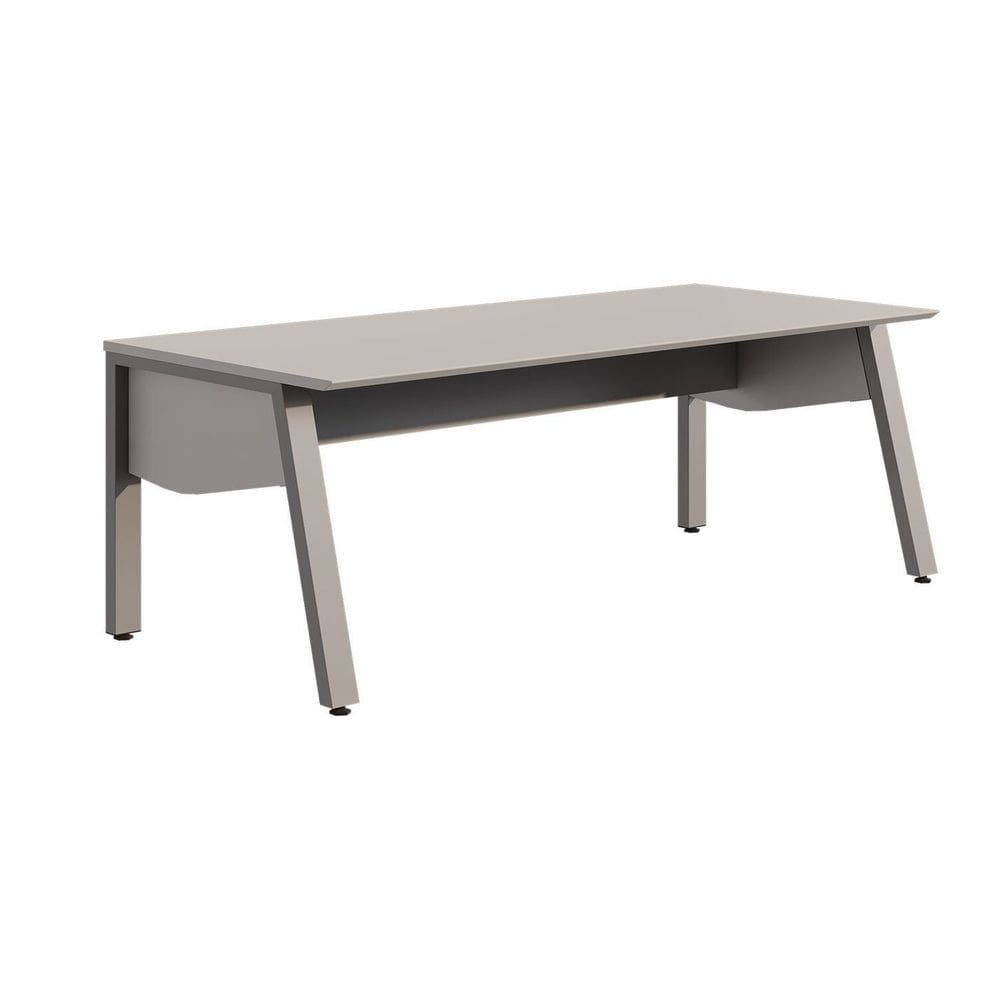 Mesa Escrivaninha Escritório 150cm com Tampo Chanfrado e Pés Metálicos Industrial Executive Cinza