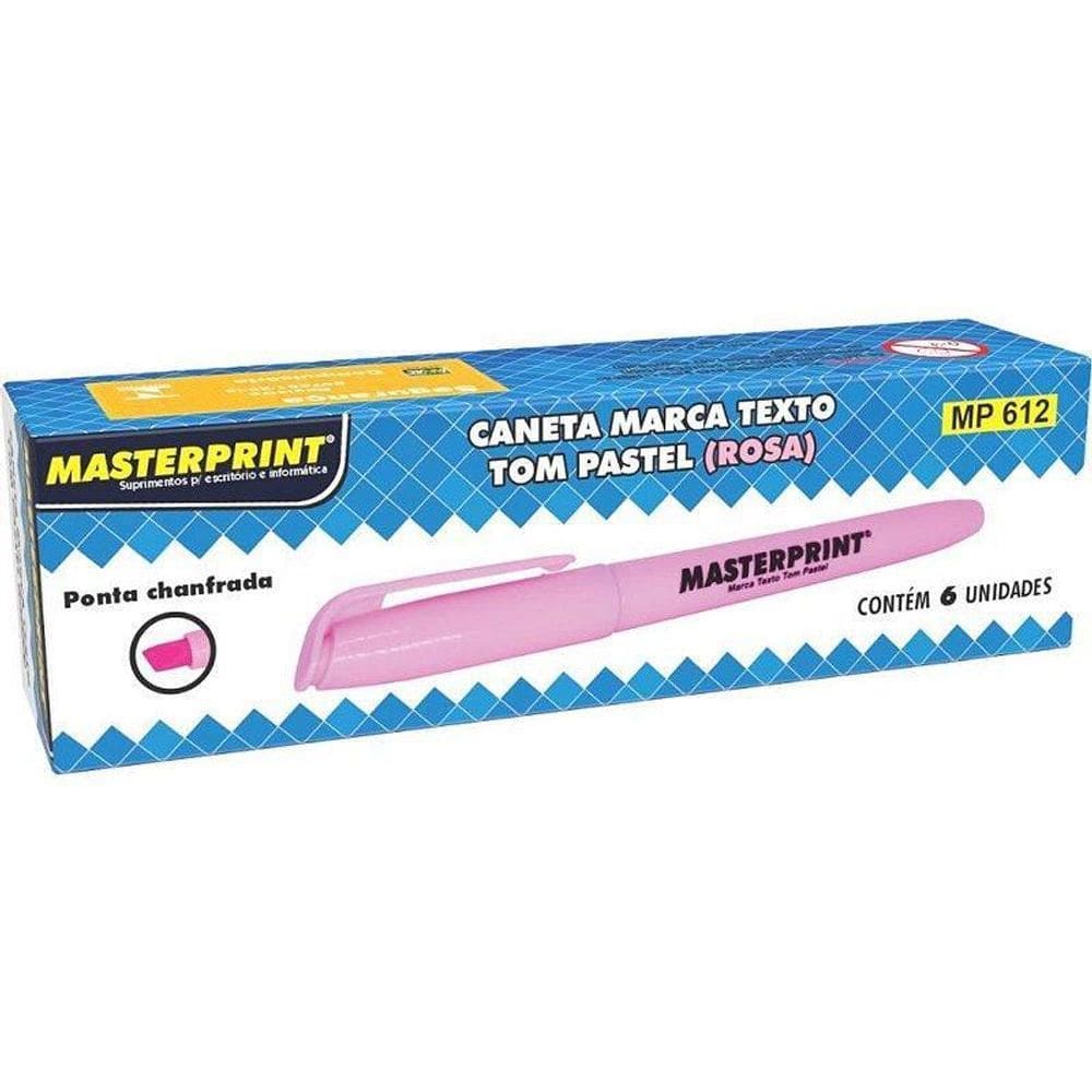 Caneta Marca Texto MP 612 - Rosa Pastel - Caixa 06 Unidades
