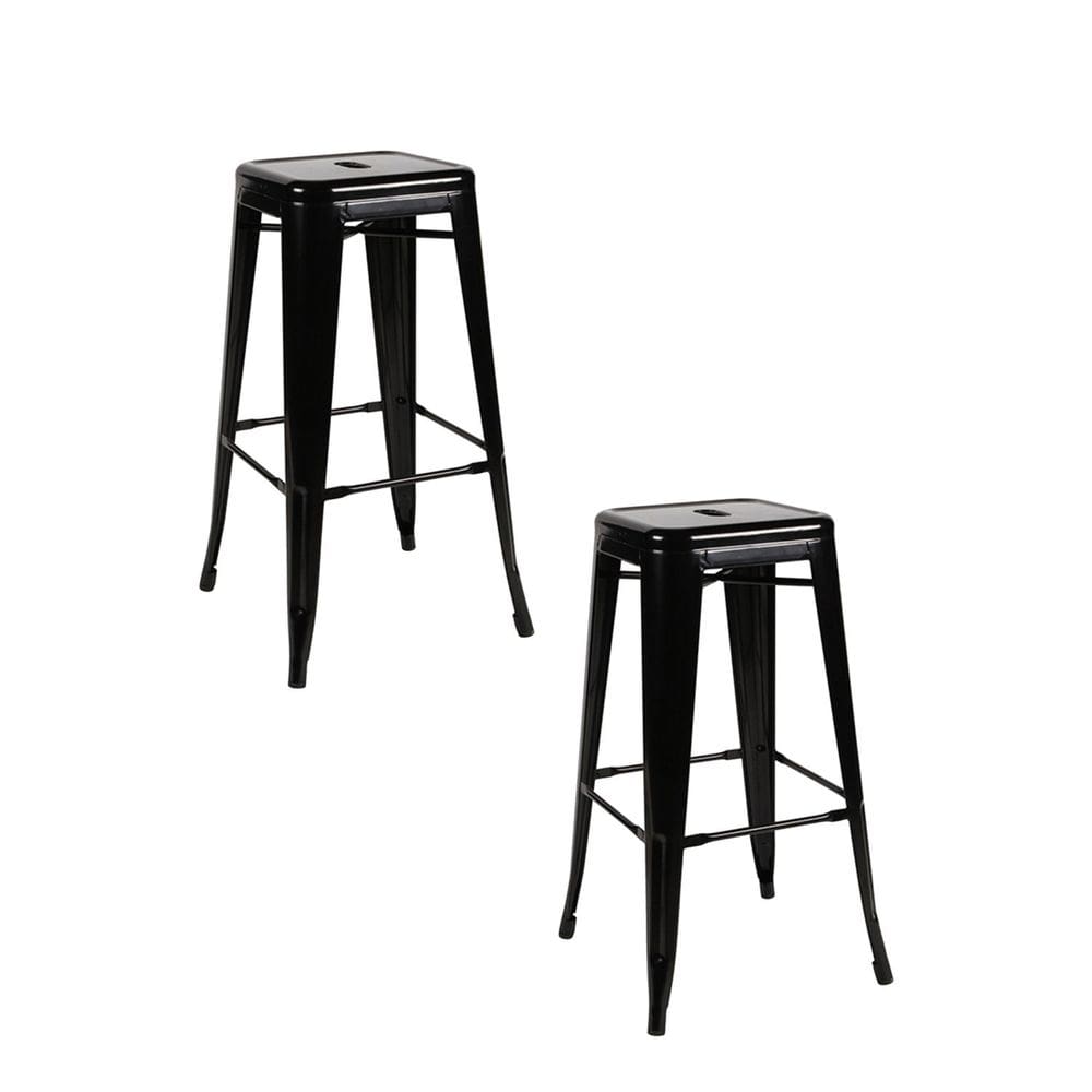 Kit 2 Banquetas Alta Industrial em Aço Tolix Espresso Móveis Preto