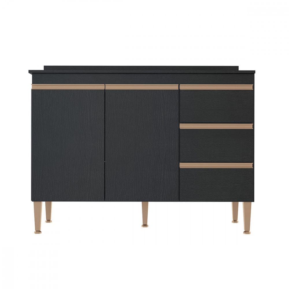 Balcão para Cozinha com Tampo com 2 Portas 3 Gavetas 120x52cm Sabrina MDP 0449 Menu Móveis