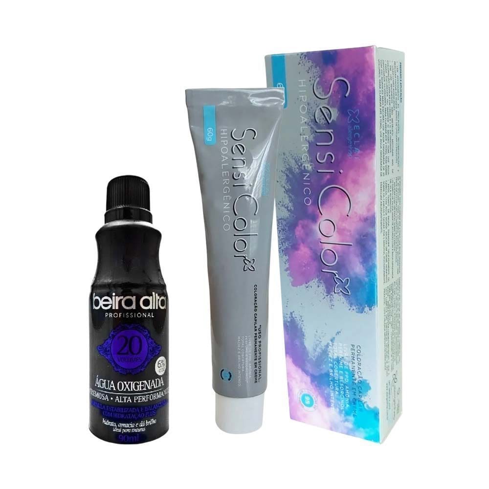 Tintura Hipoalergênica Alergoshop Cor 8.1 Louro Claro Acinzentado 60g + Água oxigenada vol. 20