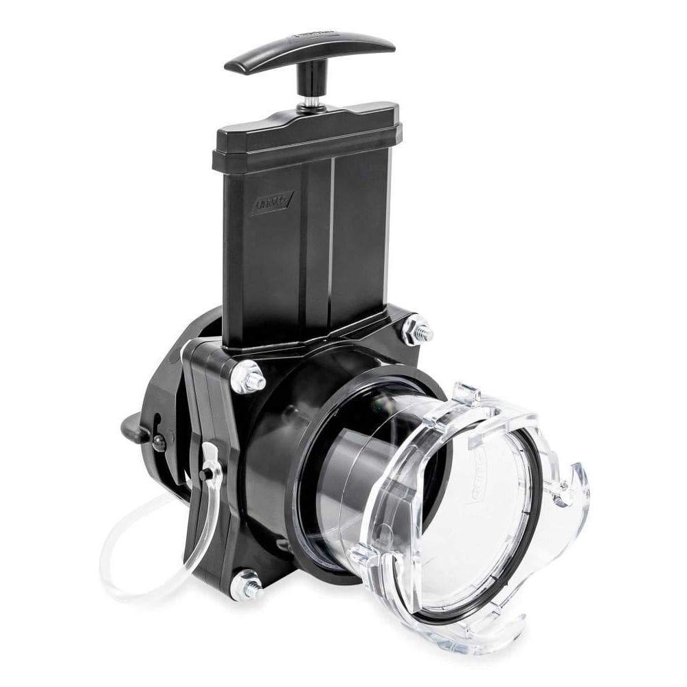 Válvula de porta Camco 39050 com adaptador transparente, preta