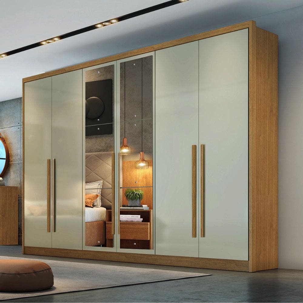 Guarda Roupa Casal em MDF com Espelhos 6 Portas Livorno Novo Horizonte