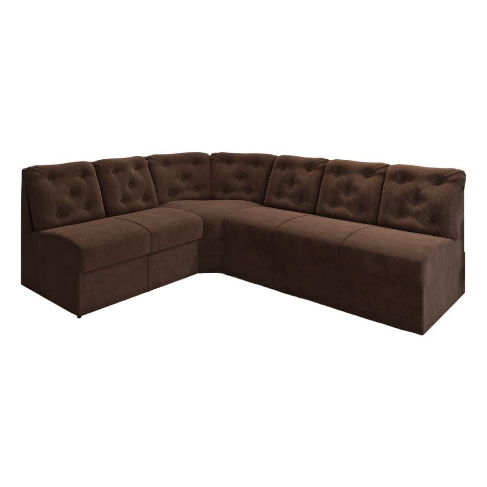 Sofá De Canto 6 Lugares Marrom Confortável Moderno