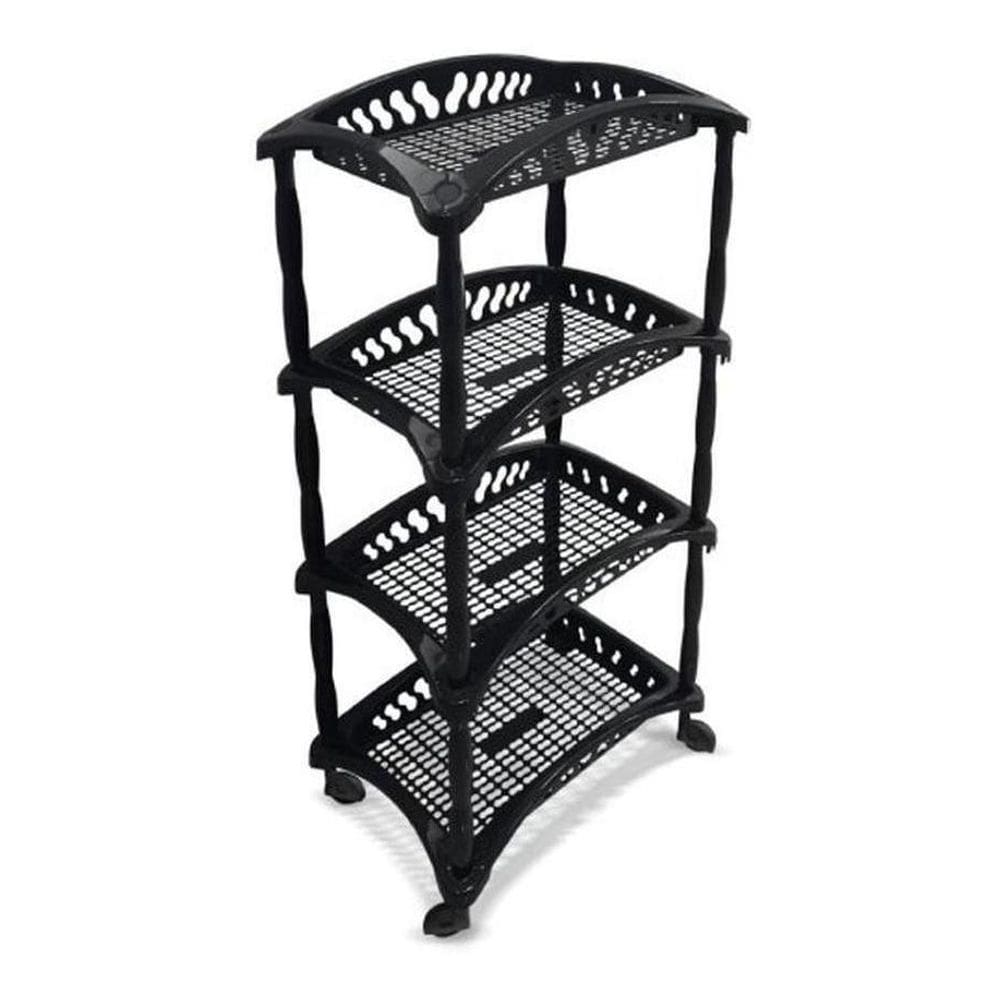 Fruteira Vertical Organizador 4 Andares Com Rodas Preto