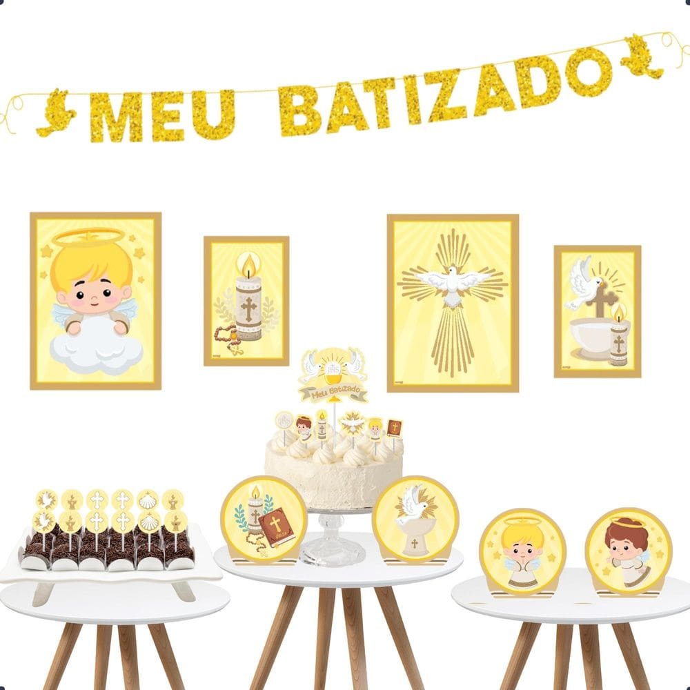 Kit Festa Batizado - Decoração Elegante em EVA