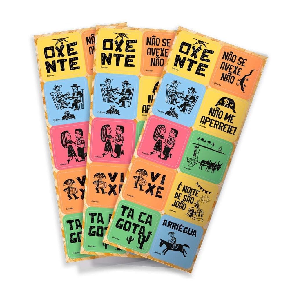 Adesivo Quadrado Festa Junina Sertão - Festcolor 30Un