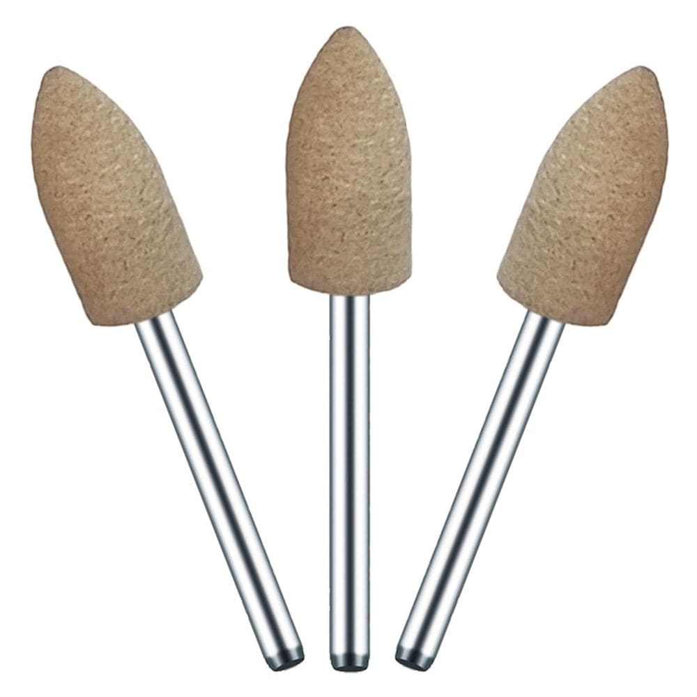 Kit 3 Ponta Montada 8Mm Couro Vaca Haste 3Mm Para Polimento