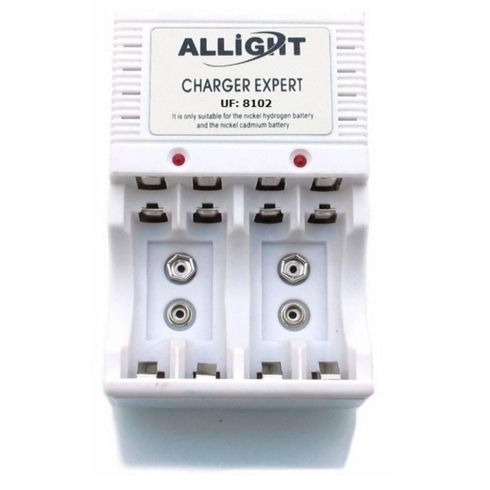 Carregador para Pilhas AA/AAA e Bateria 9V Recarregáveis Bivolt - Branco