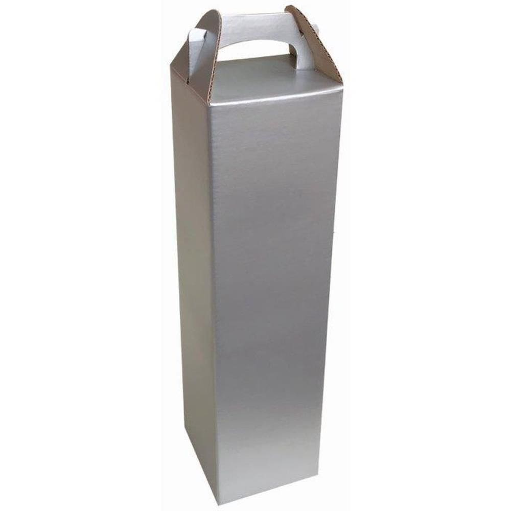 Embalagem Para Garrafa 9X9X37Cm. Prata Simples