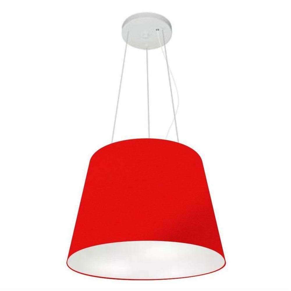 Lustre Pendente Cone Vivare Md-4152 Cúpula Em Tecido 30/40x30cm - Bivolt Vermelho 127/220v