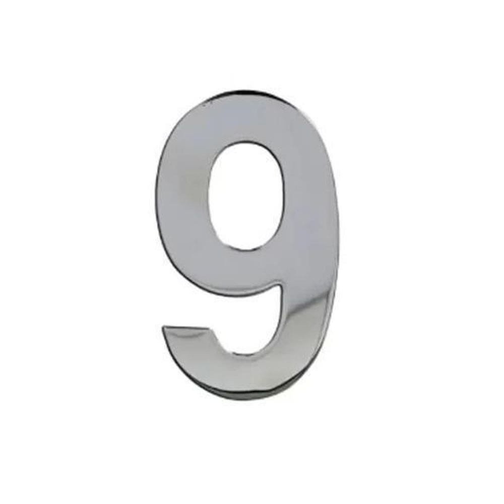 Numeral Nove De Plástico Alta Resistência 10Cm Abs Alumínio