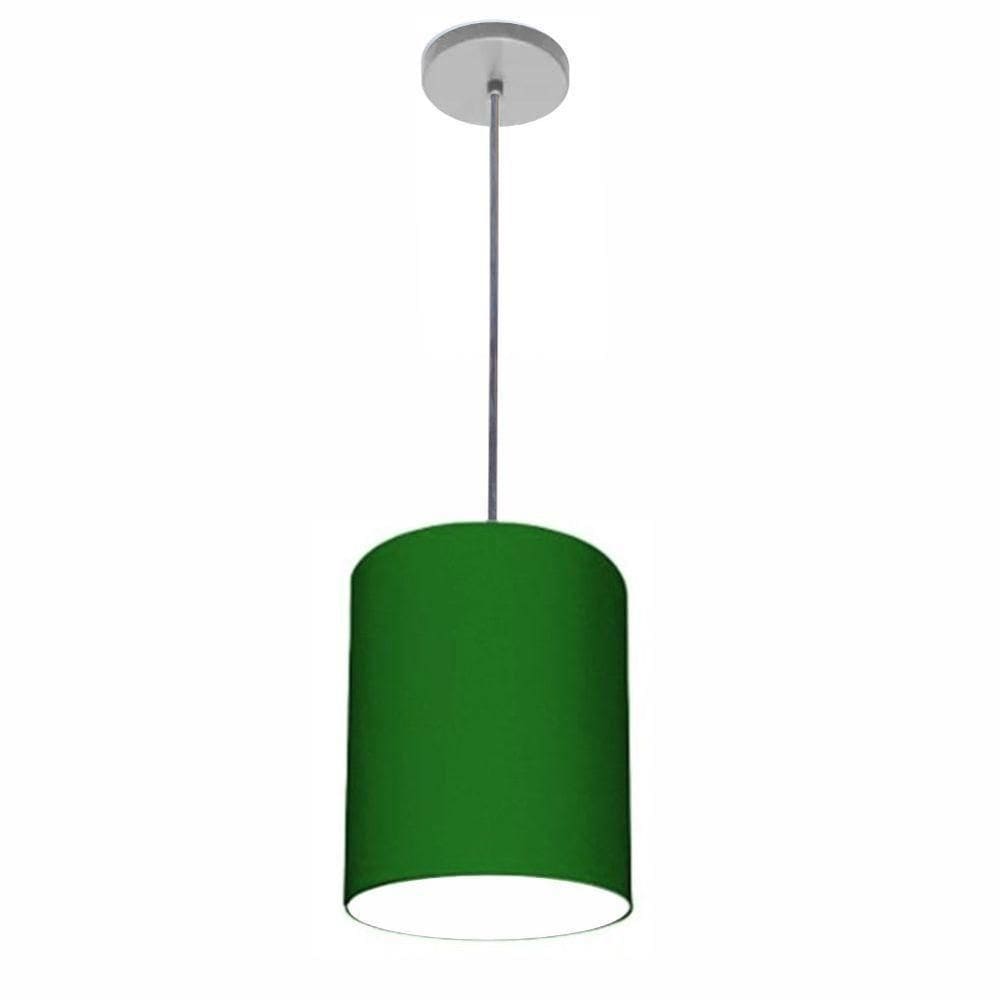 Lustre Luminária Pendente Vivare Free Lux Pe-4103cz Cúpula Em Tecido 15x20cm Verde-folha Canopla Cinza E Fio Cristal