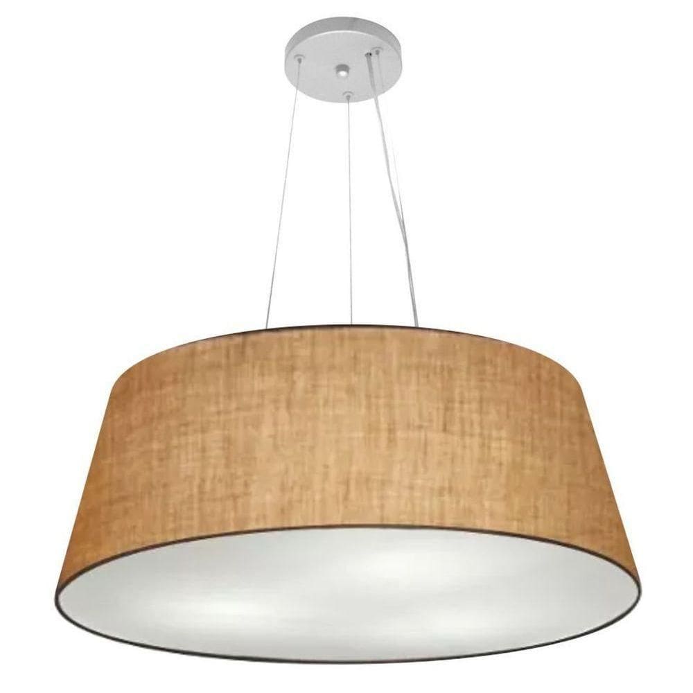 Lustre Pendente Cone Vivare Md-4072 Cúpula Em Tecido 30/80x65cm - Bivolt Palha 127/220v