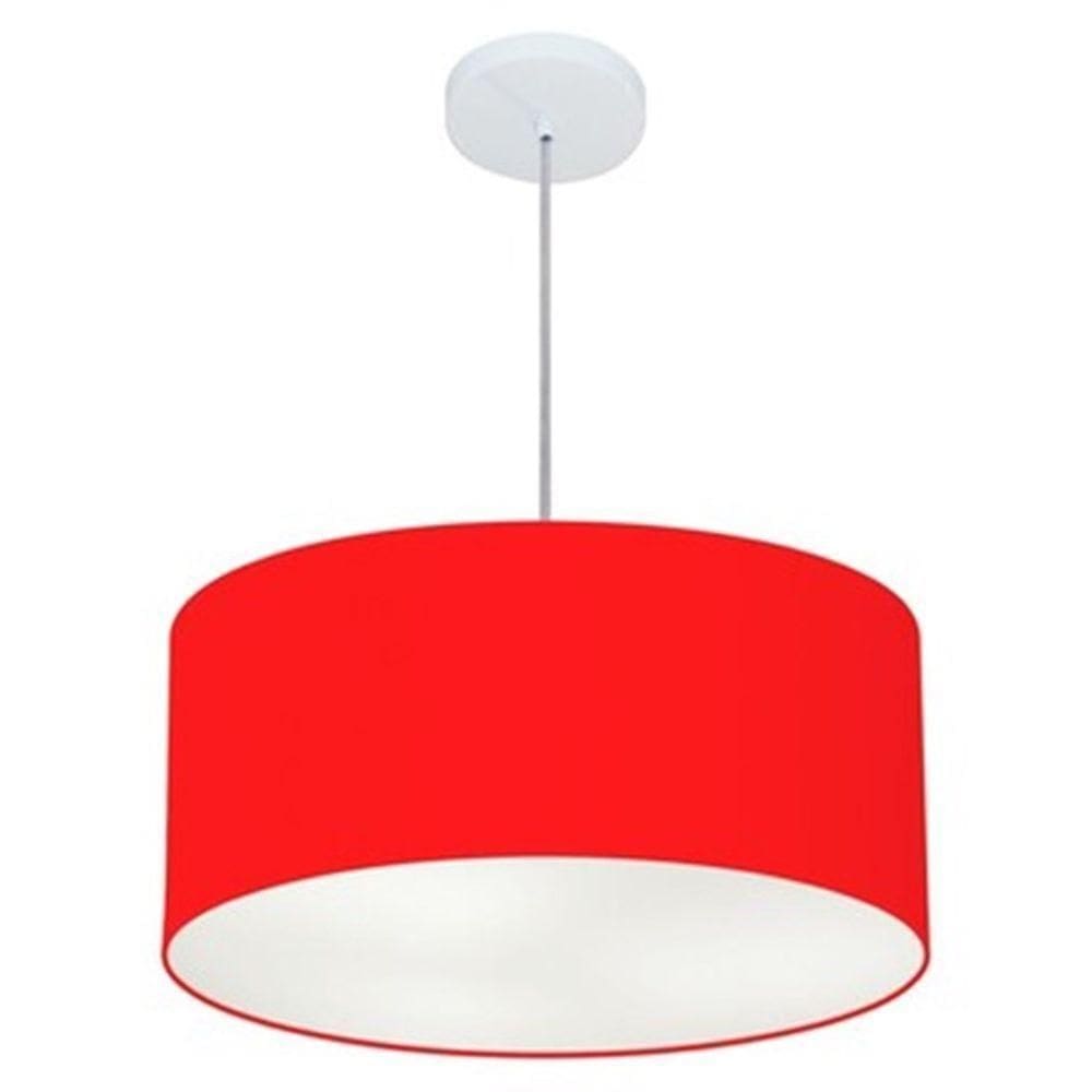 Lustre Pendente Cilíndrico Md-4100 Cúpula Em Tecido 50x25cm Vermelho - Bivolt