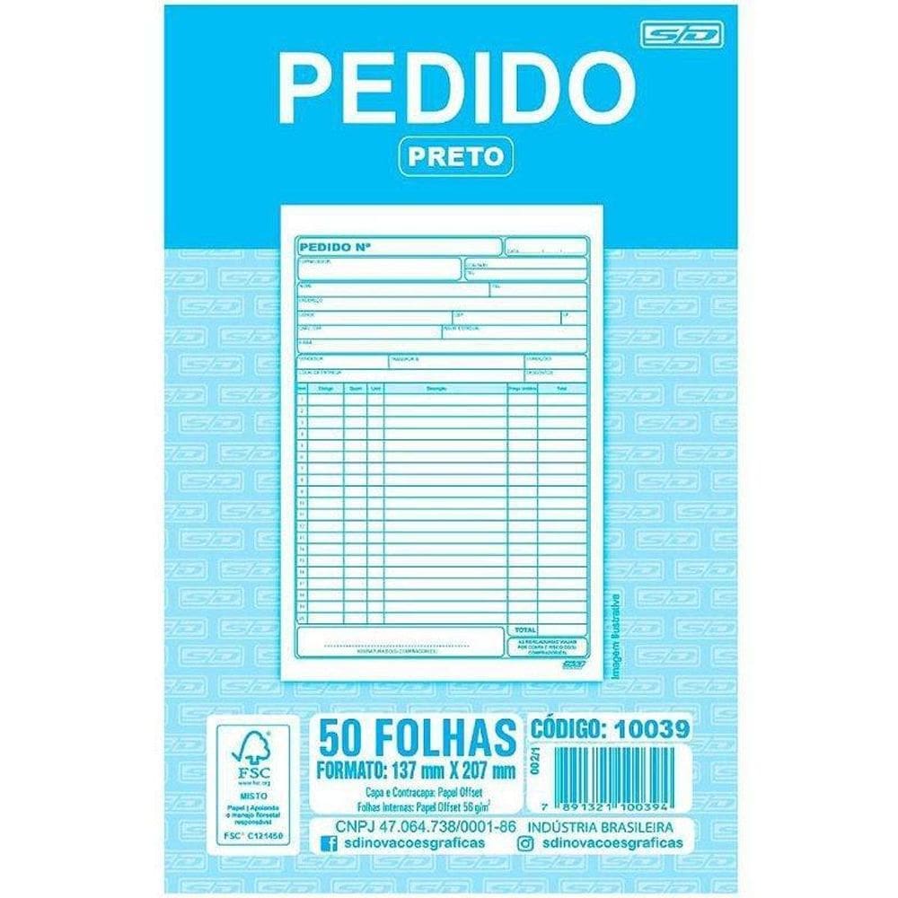 Impresso Talão De Pedido 1/18 1 Via 50 Folhas Pct Com 20