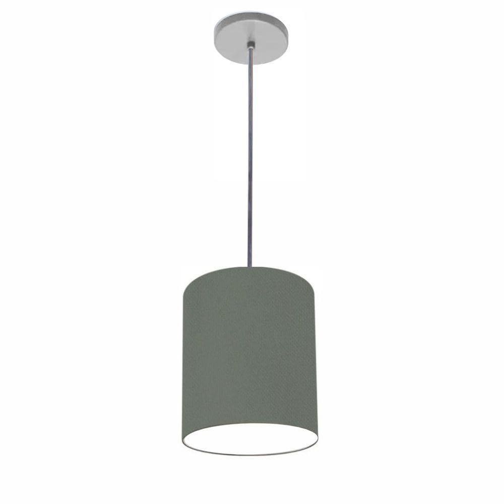 Lustre Luminária Pendente Vivare Free Lux Pe-4104cz Cúpula Em Tecido 15x25cm Cinza-escuro Canopla Cinza E Fio Cristal