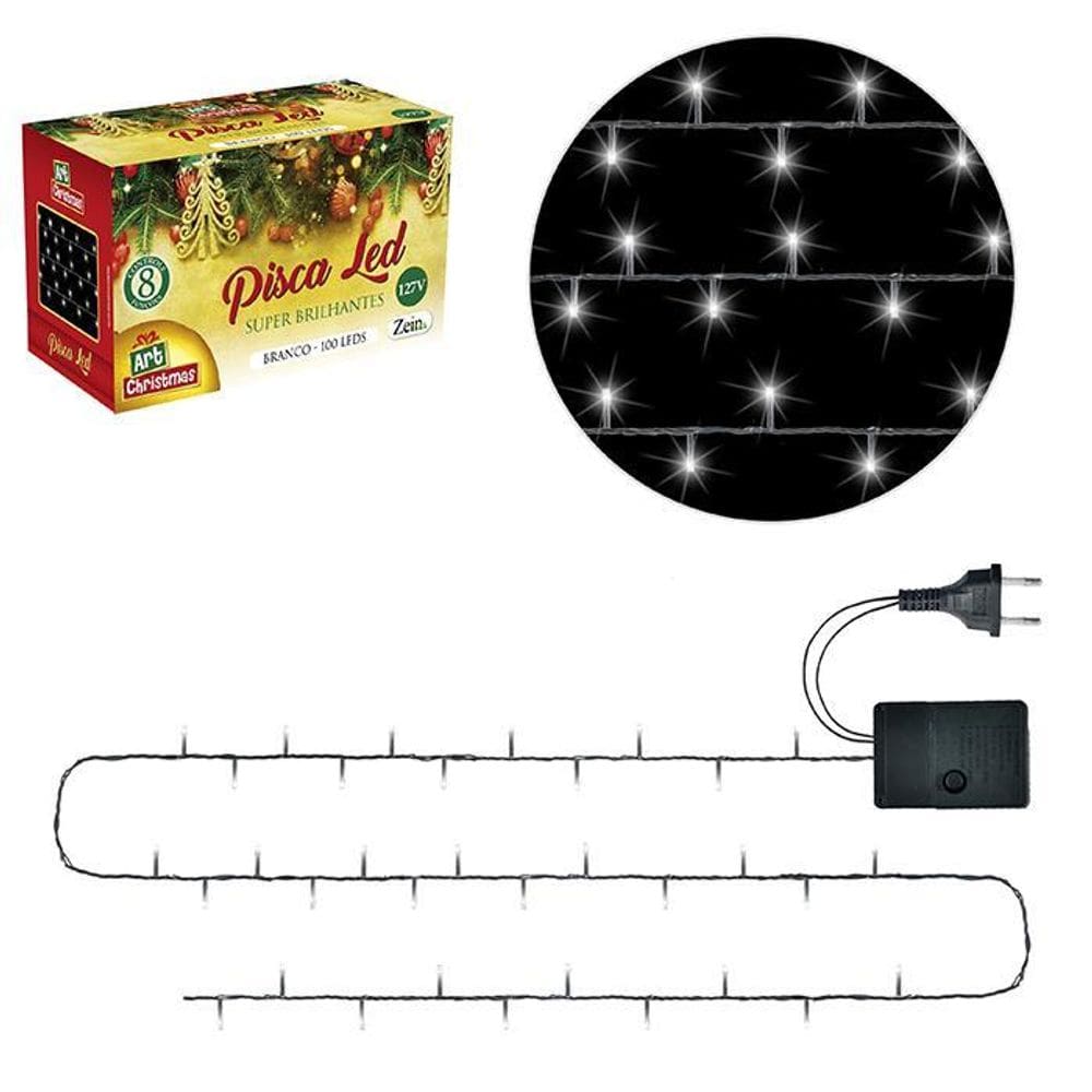 Pisca Pisca 100 Leds Branco Brilhante 127V - Art Christmas