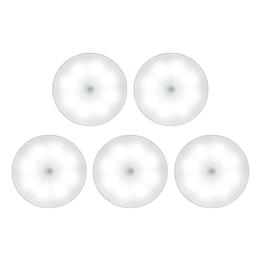10X Kit5 Luminária Led Sensor Redonda Branca Usb Genérica