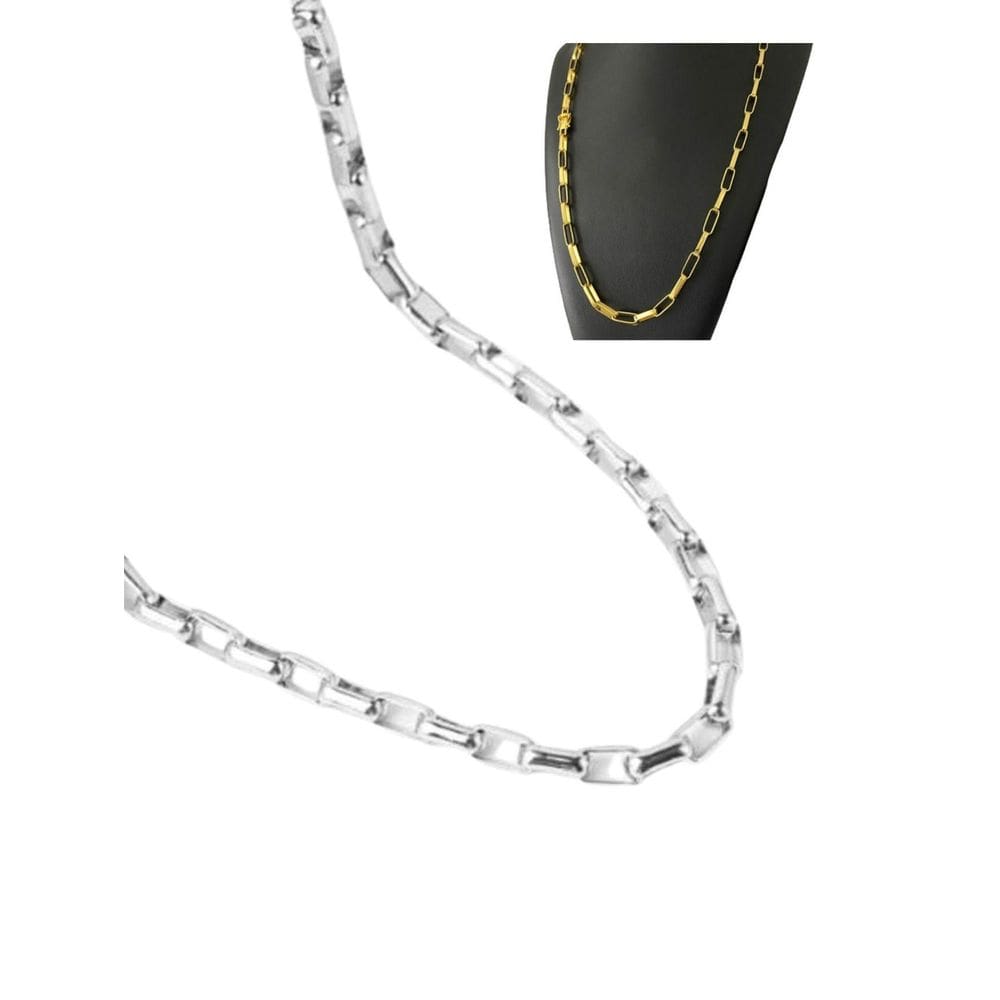 Corrente Cordão 70Cm Tijolinho Elo Quadrado 2Mm Prata