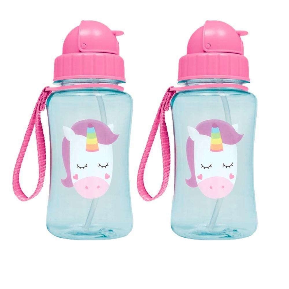 Kit 2 Garrafinha Infantil Fun 400 Ml Buba Canudo Retrátil