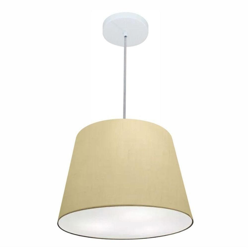 Lustre Pendente Cone Vivare Md-4155 Cúpula Em Tecido 30/40x30cm - Bivolt Algodão-crú 127/220v