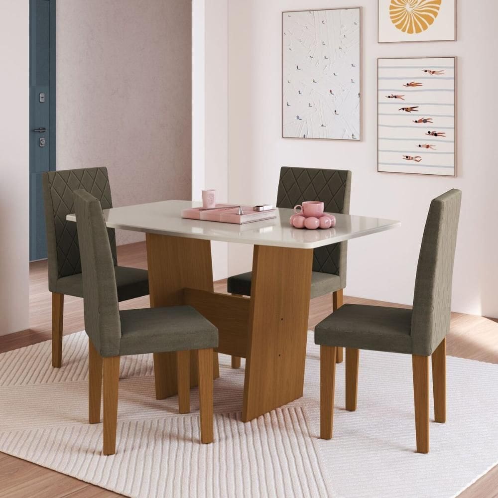 Conjunto Mesa de Jantar 137cm com 4 Cadeiras Multimóveis CR50210