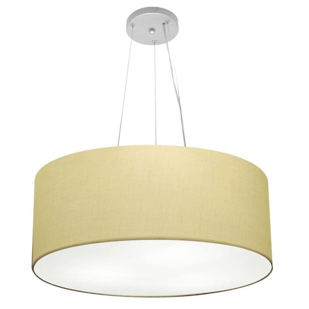Lustre Pendente Cilíndrico Md-4047 Cúpula Em Tecido 50x21cm Algodão Crú - Bivolt