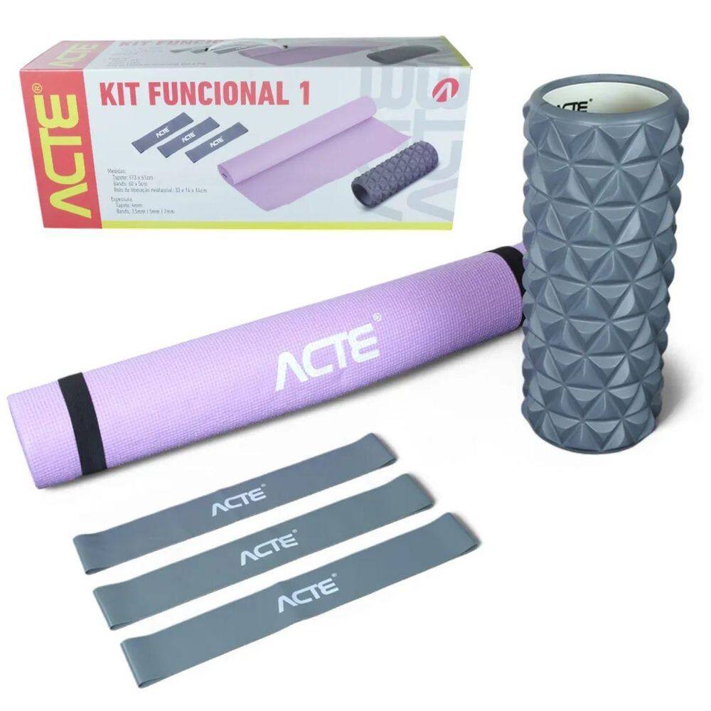 Kit Funcional Tapete, Mini Bands E Rolo Miofascial - Nautika