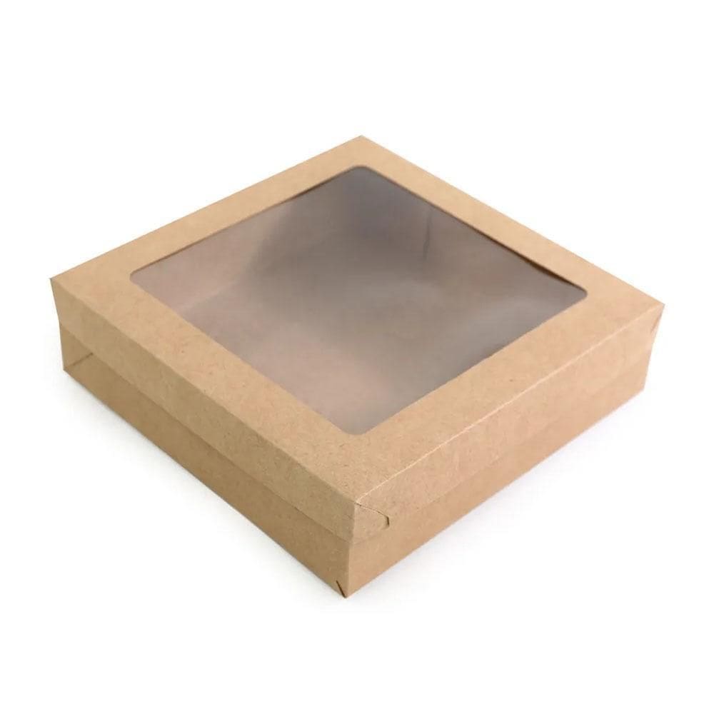 Caixa De Presente Com Visor 24X24X7Cm Kraft Pardo Tam P