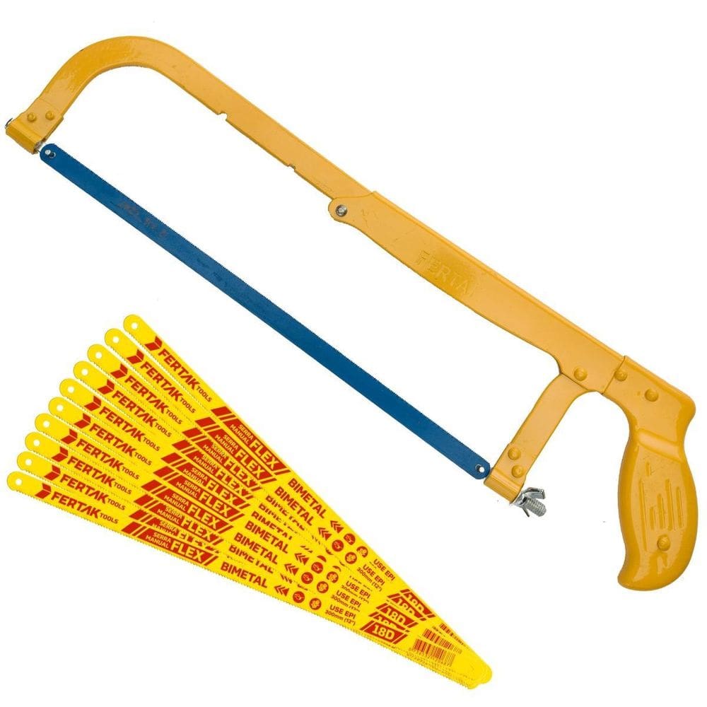 Arco De Serra Fixo Profissional 12 Pol + 10 Lâminas Bimetal