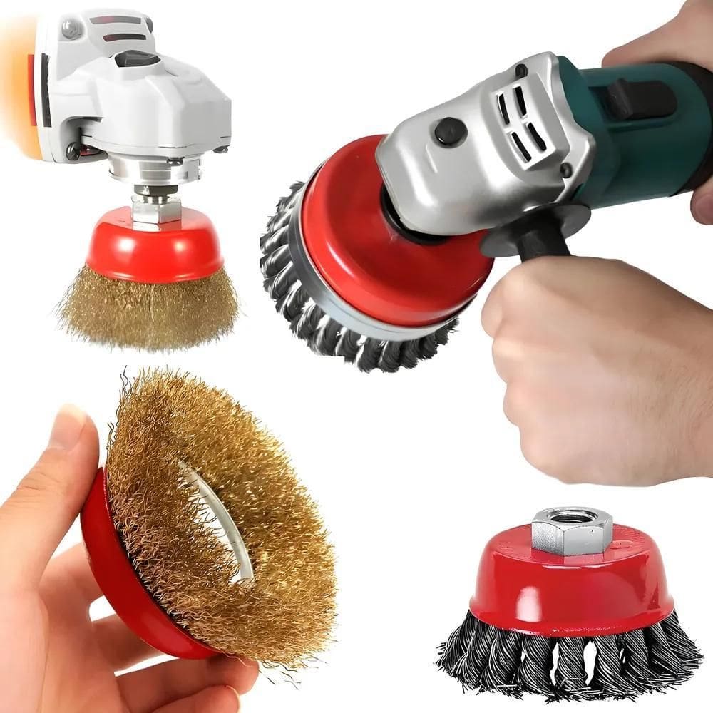 10X Kit 2 Escovas Aço Para Esmerilhadeira Lixadeira Copo 100Mm