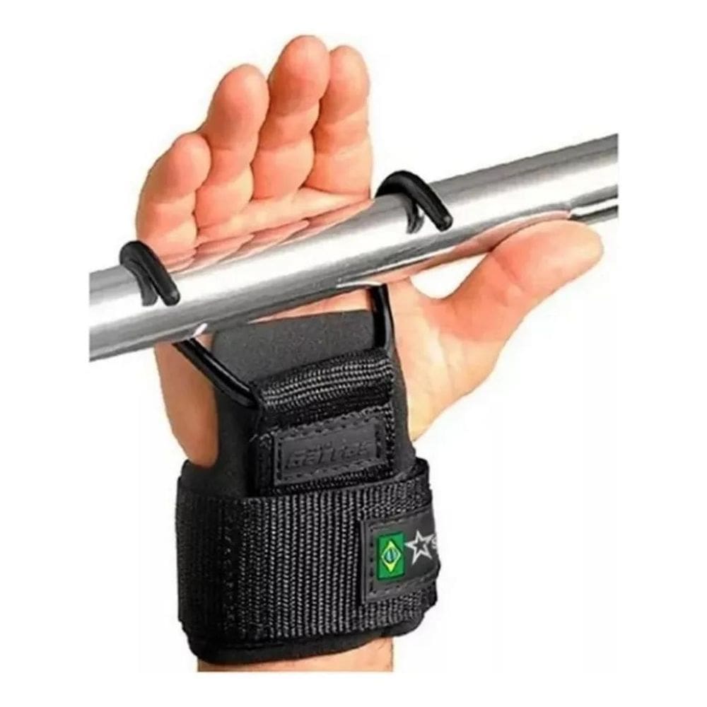 10X Strap Gancho Aço Fort Garras Treino Musculação Cor Preto