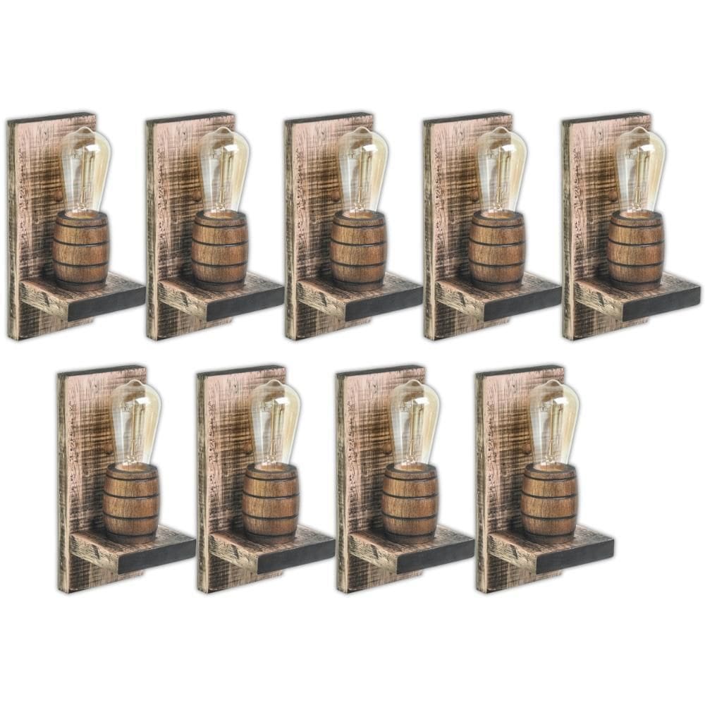 Kit 9 Arandelas Barril Delenha Decor Madeira Maciça Rúsitco