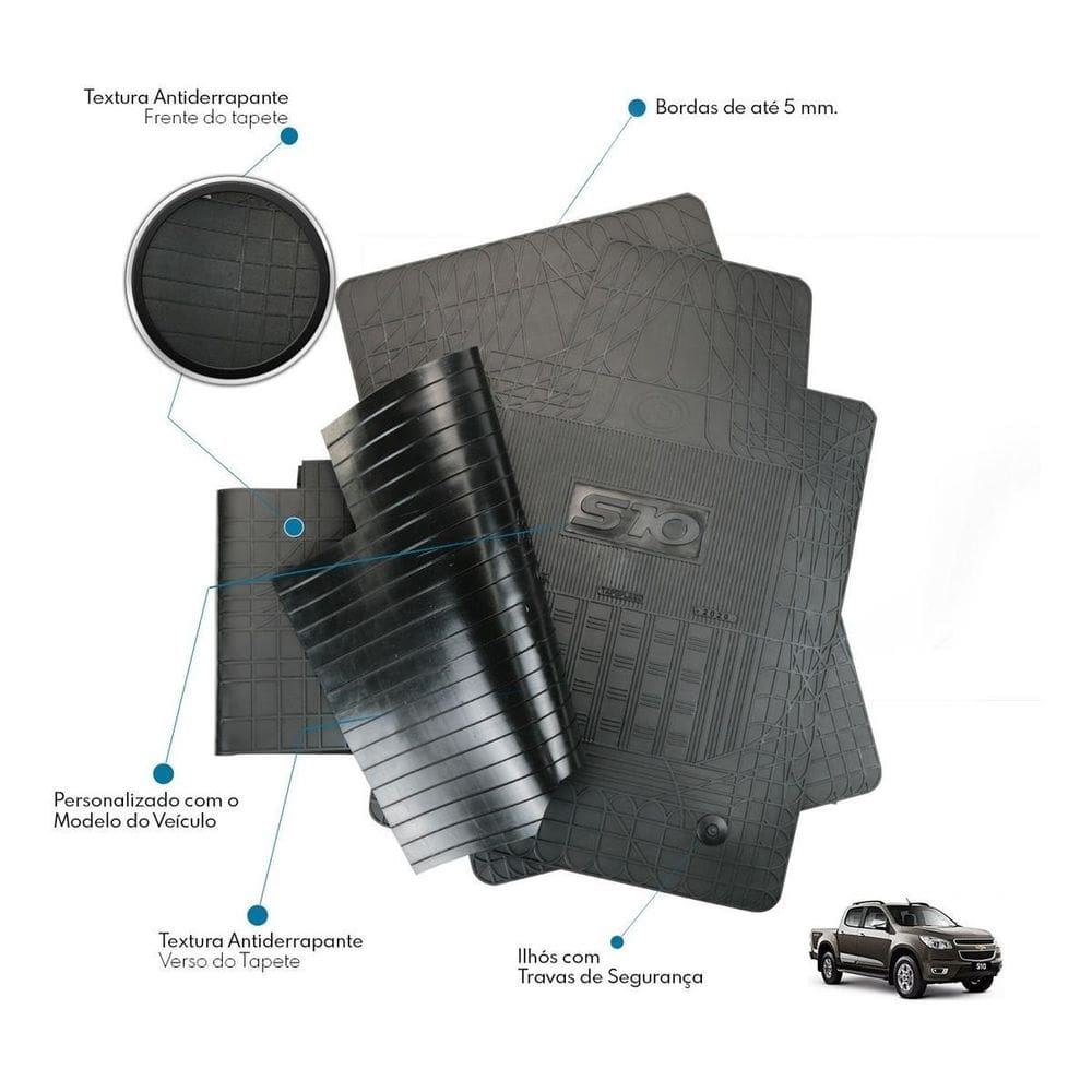 Jogo Tapete Interno Reforçado S10 Cab Dupla 2013 Em Diante