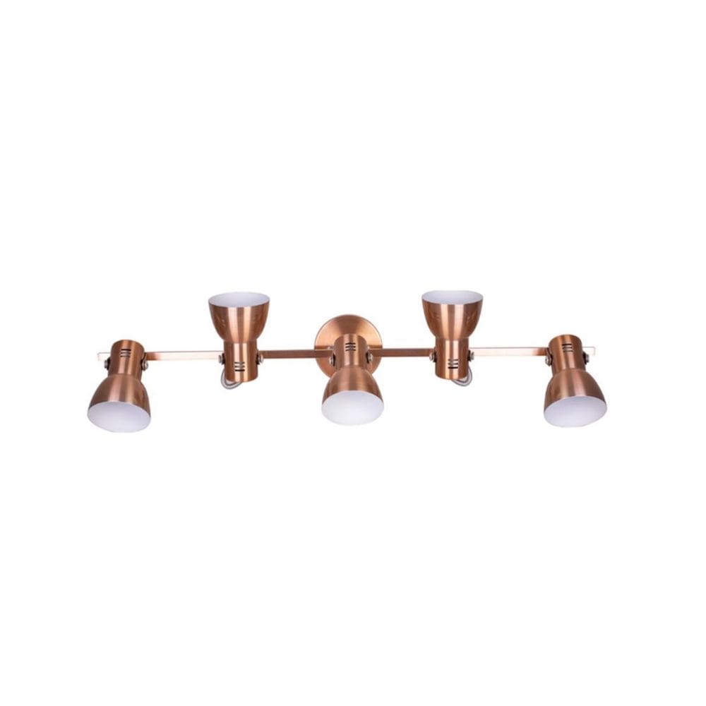 Trilho 5 Spot Cone E27 Bivolt Cobre 80CmX20Cm