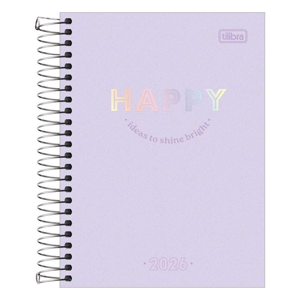 Agenda Diária 2026 Espiral M4 176Fls Happy Lilás Tilibra