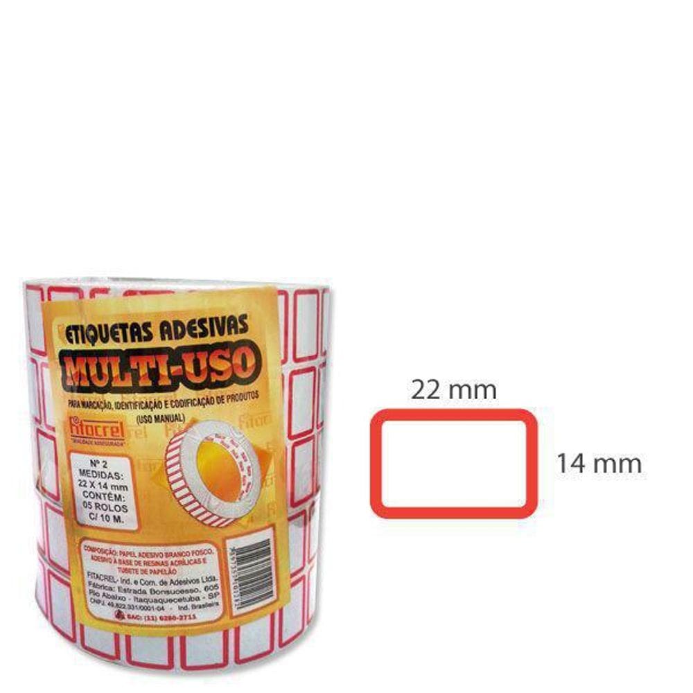 Etiquetas Adesivas Multiuso Nº2 22X14Mm Com 5 Rolos