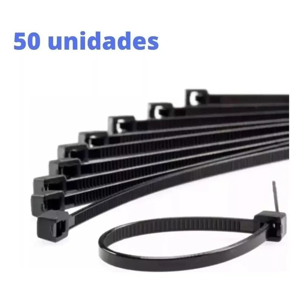 10X Abraçadeira Nylon 7,6X400 Preta 50 Peças Ref. 8883