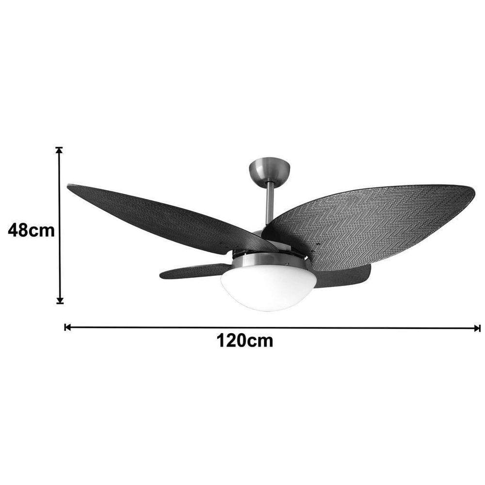 Ventilador Teto Preto Vidro Fechado 4 Pás Big