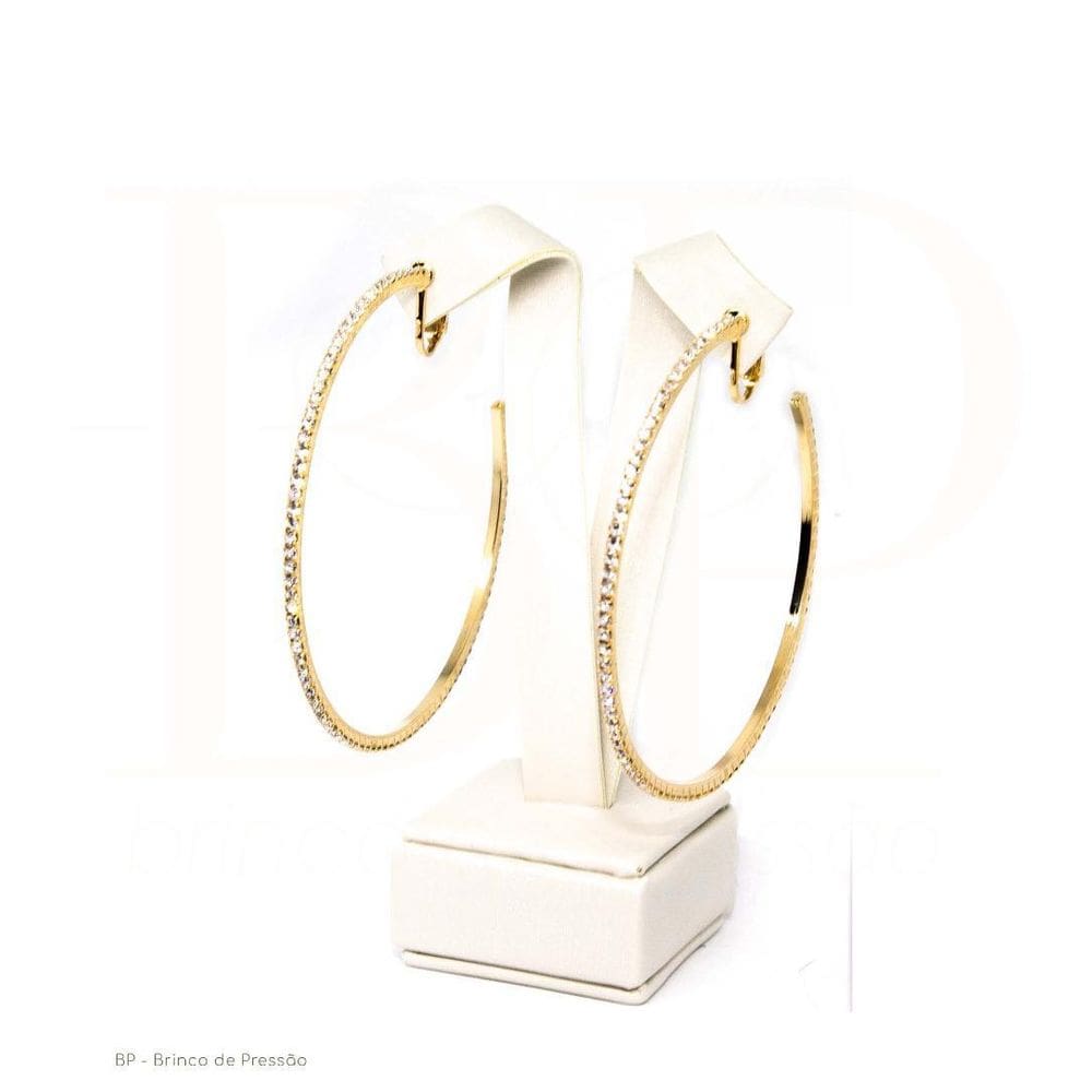 Argola De Pressão Cristais Perla Dourado