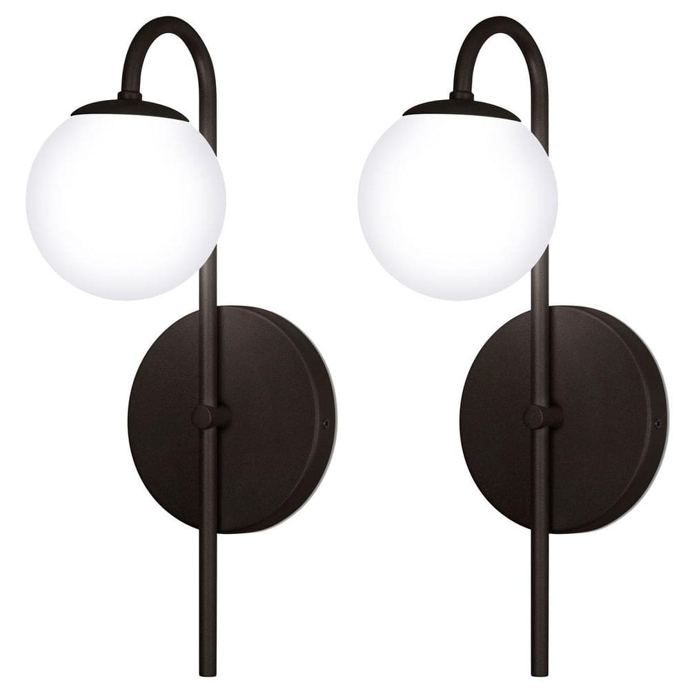 Kit 2 Arandela Parede Luminária Jabuticaba Globo Vidro Preto