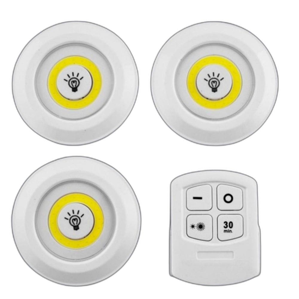 Luminárias Led Sem Fio Spot Kit 3 Controle Remoto Eficiente