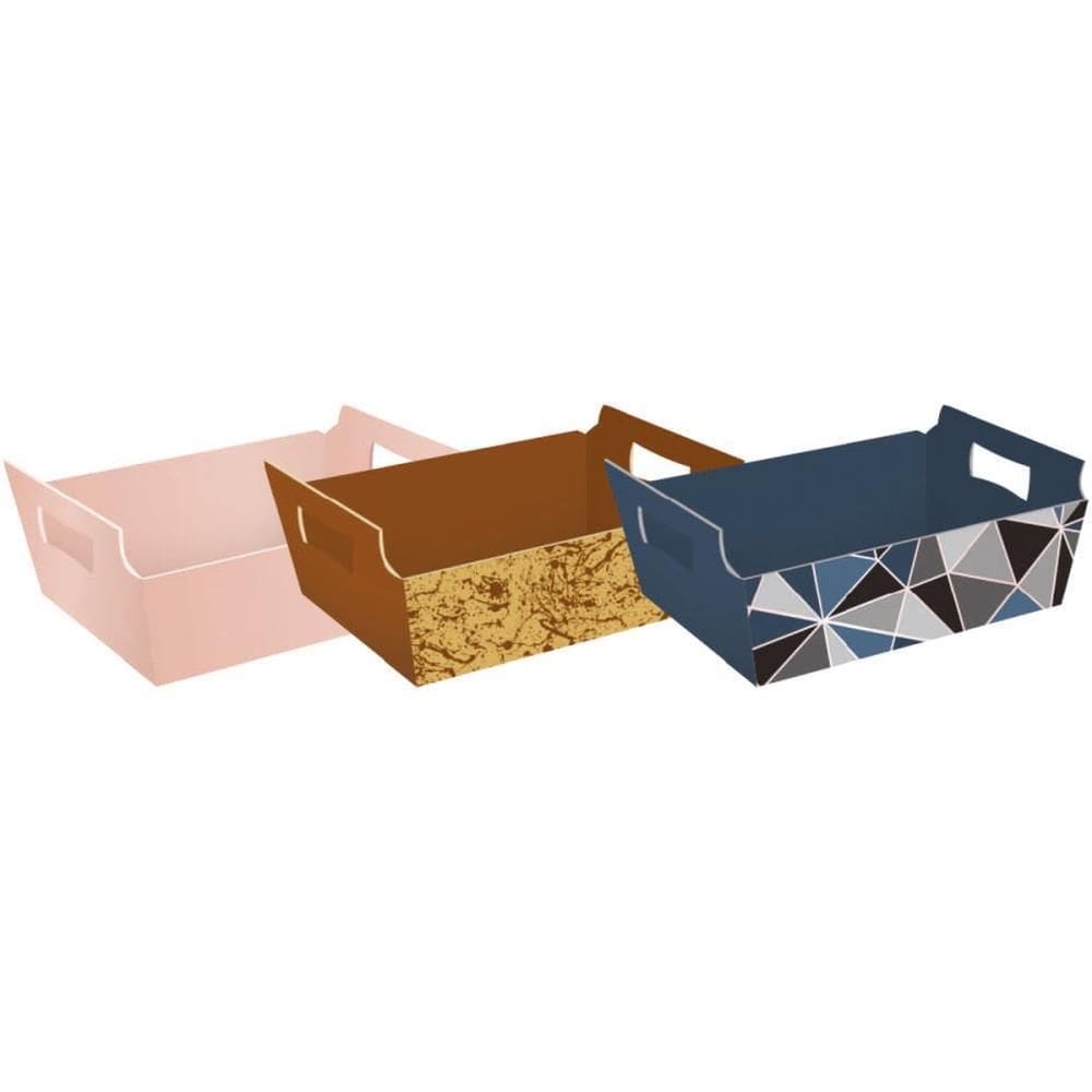Cesta De Papel Decorada Tam Mg 27X18,5X9,5Cm. Pct.C/10